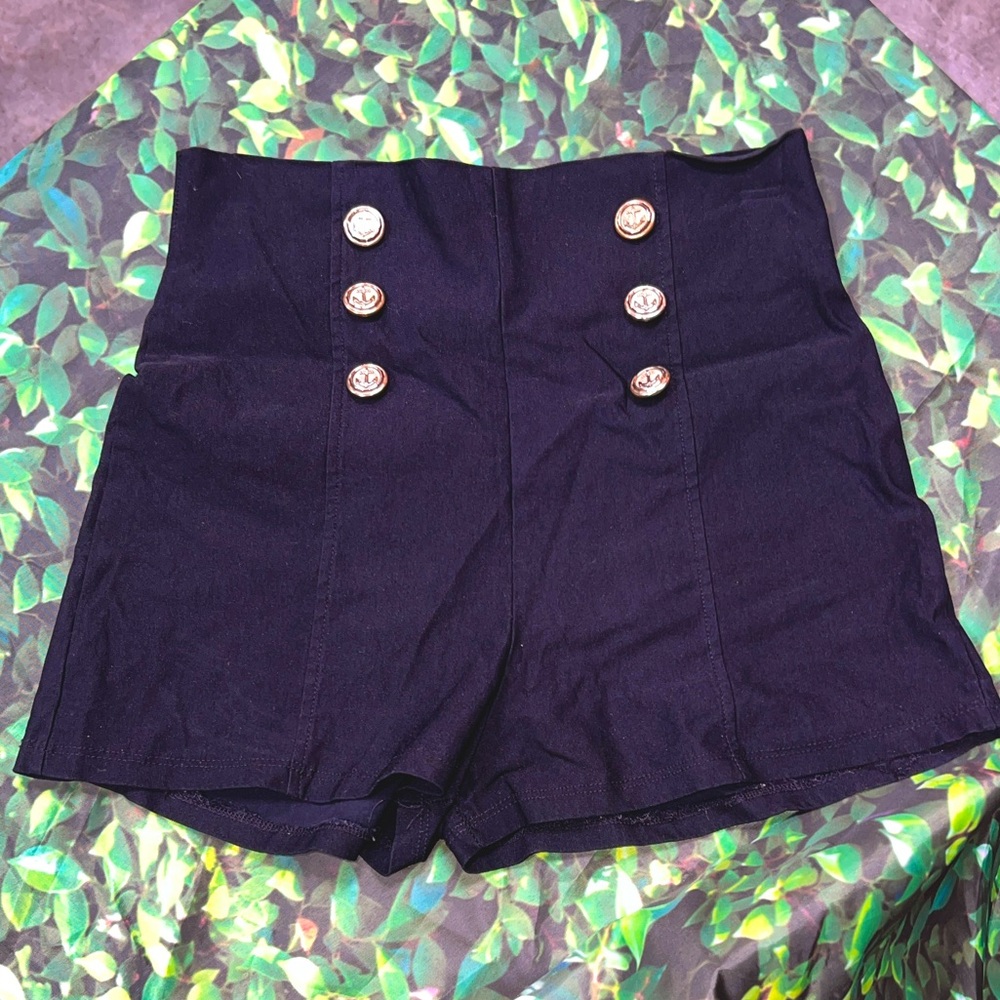 ⚓️ Y2K Sailor / Fisherman Core High-Waisted Button Shorts | Navy/Black 🖤